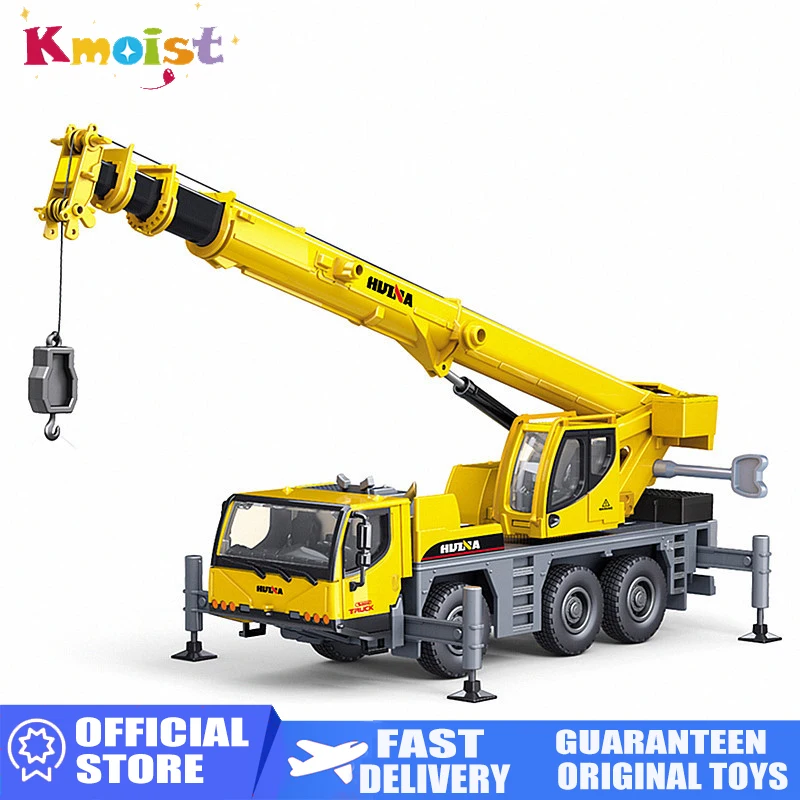 HUINA 1:50 Alloy Truck-Mounted Crane Model Simulation Construction Engineering Vehicle Crane Children Toy Car Toys for Boys Gift