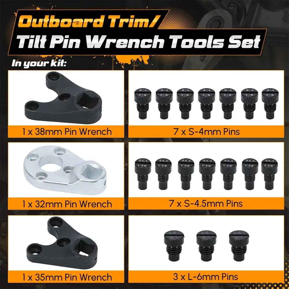 

Outboard Trim/Tilt Pin Wrench Tools Set - MT0004 & MT0006 & MT0009 Fit for Yamaha Suzuki Johnson Evinrude