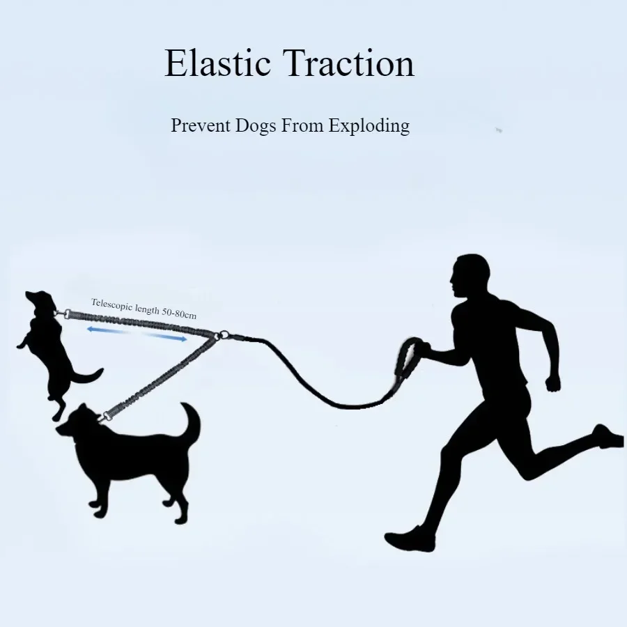 Pet Double-headed Leash One To Two Dog Walking Leash Retractable High Elasticity Luminous Anti-winding