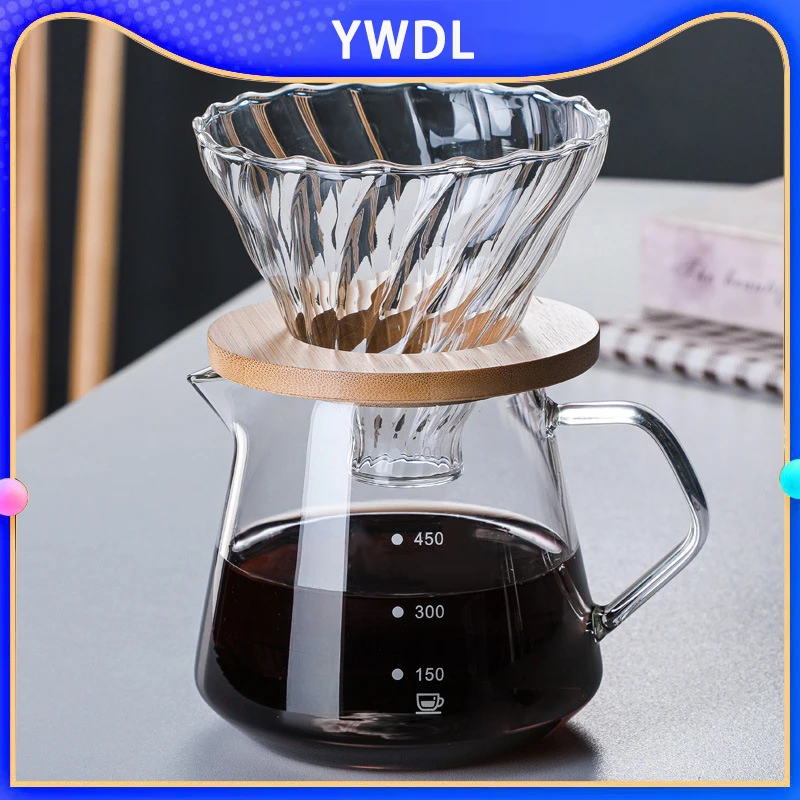 

YWDL 300/600ML Pour Over Coffee Maker Set Glass Carafe Coffee with Glass Coffee Filter Drip Coffee Maker Set for Home or Office