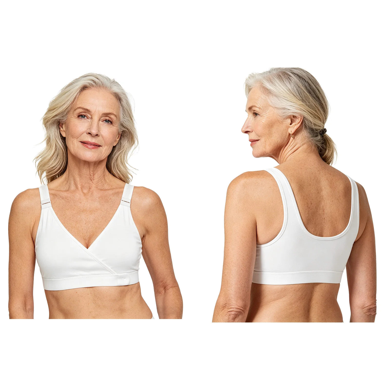 Women Elderly Adaptive Lingerie Front Closure No-wire Removable Pads Adjustable Strap Bra Top Maternity Nursing Bras Underwear
