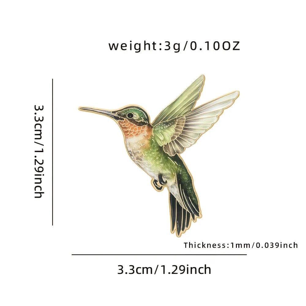 1 Stück grüne Kolibri-Emaille-Brosche | Modische Dekorative Anstecknadel, Lässiger Stil, Zinklegierung-Material, Kawaii-Pin, Emaille-Pin – Detail 5
