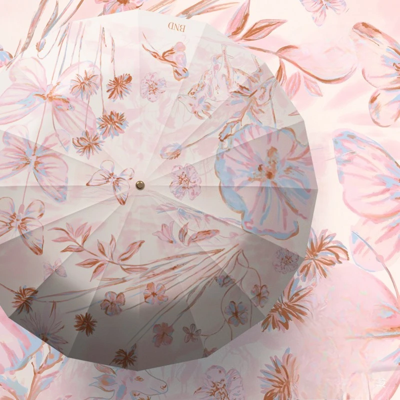 Popular 32 bone new Chinese ancient style folding umbrella for women suitable for both rain and light UV resistant sun umbrella