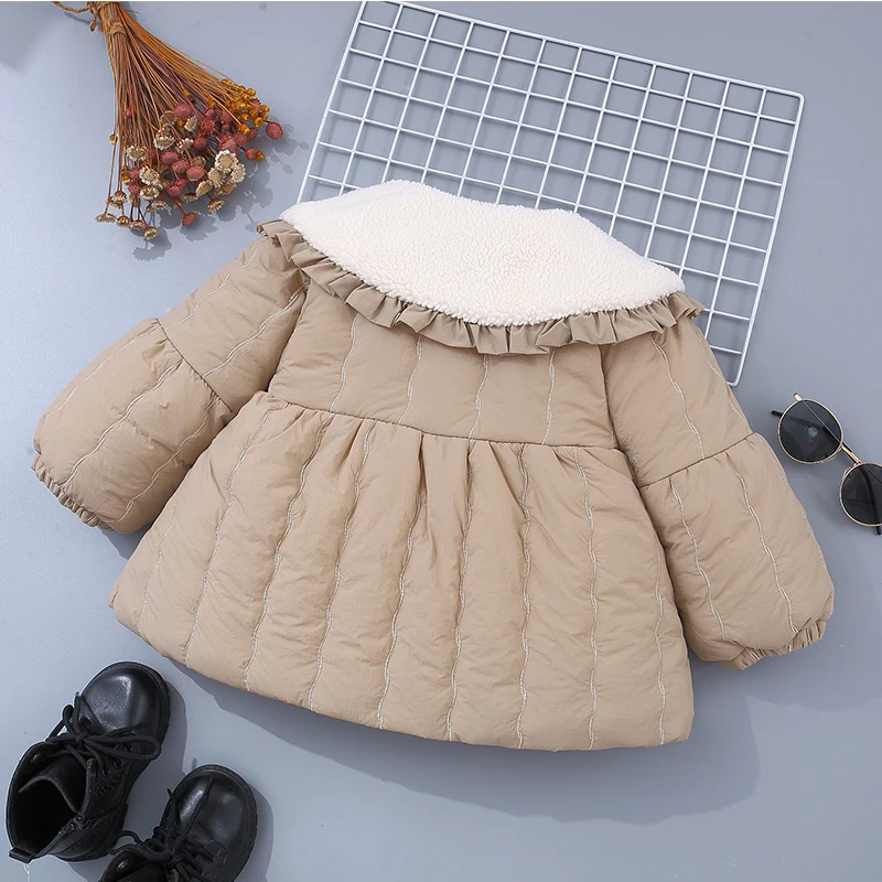 Winter New Simple Solid Color Baby Girl Coat, Korean Style Children\'S Long Sleeved Clothes (9 Months -4 Years Old)