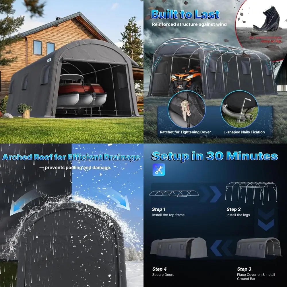 

Большая уличная палатка для хранения вещей 13x20 футов с 2 подвижными дверями и вентиляционными отверстиями для защиты автомобиля и портативным укрытием