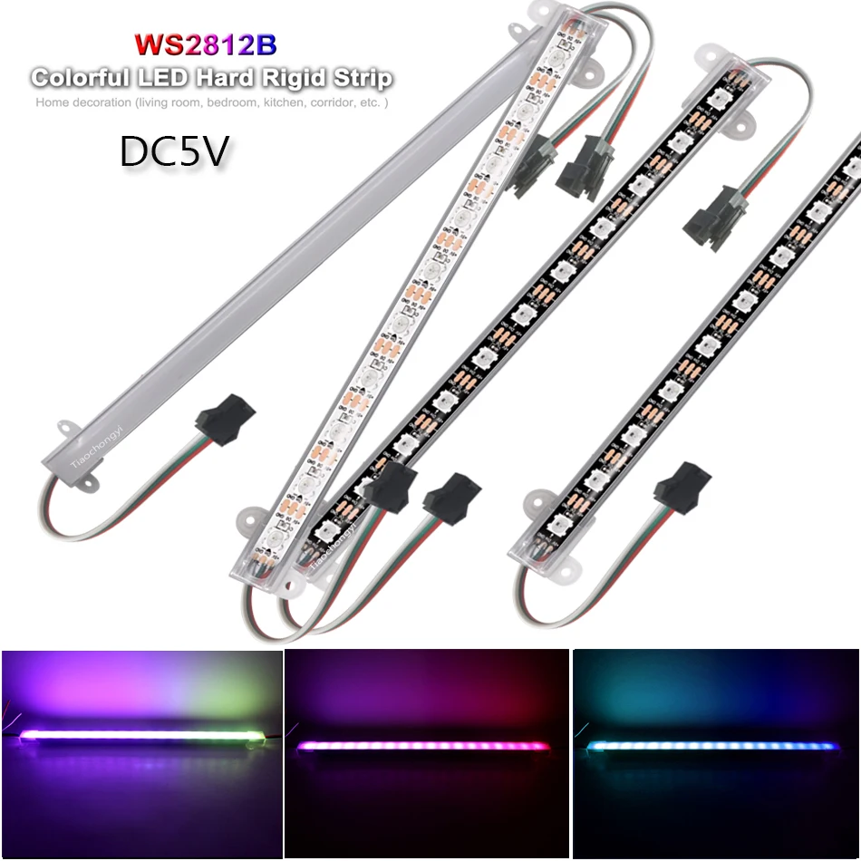 DC5V WS2812B Colorful RGB LED Hard Rigid Strip WS2812 Addressable IC Bar Light Aluminium shell +PC Cover LED Bar Light