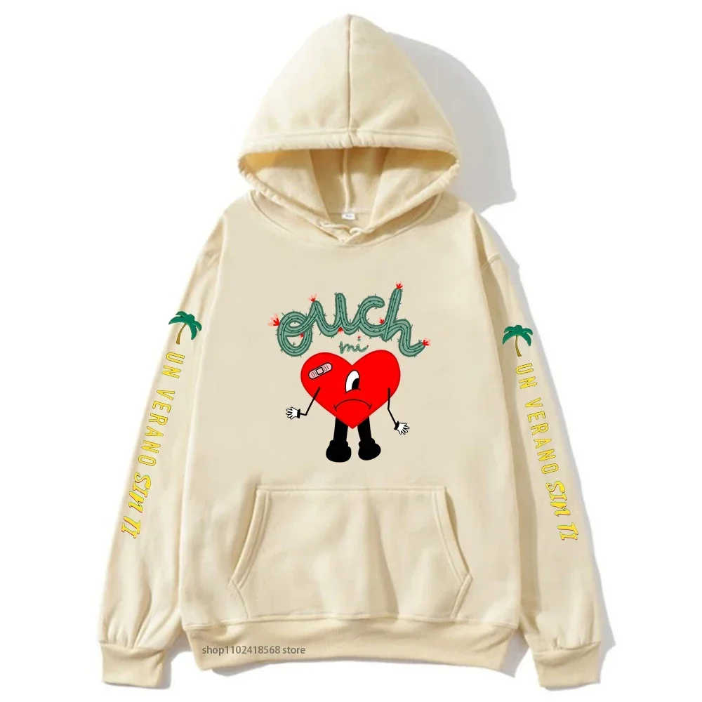 Kawaii باد الأرنب-Un Verano Sin Ti هوديس المرأة موضة عادية الكرتون طباعة البلوز كم طويل سوداديرا كنزة بمقاس كبير