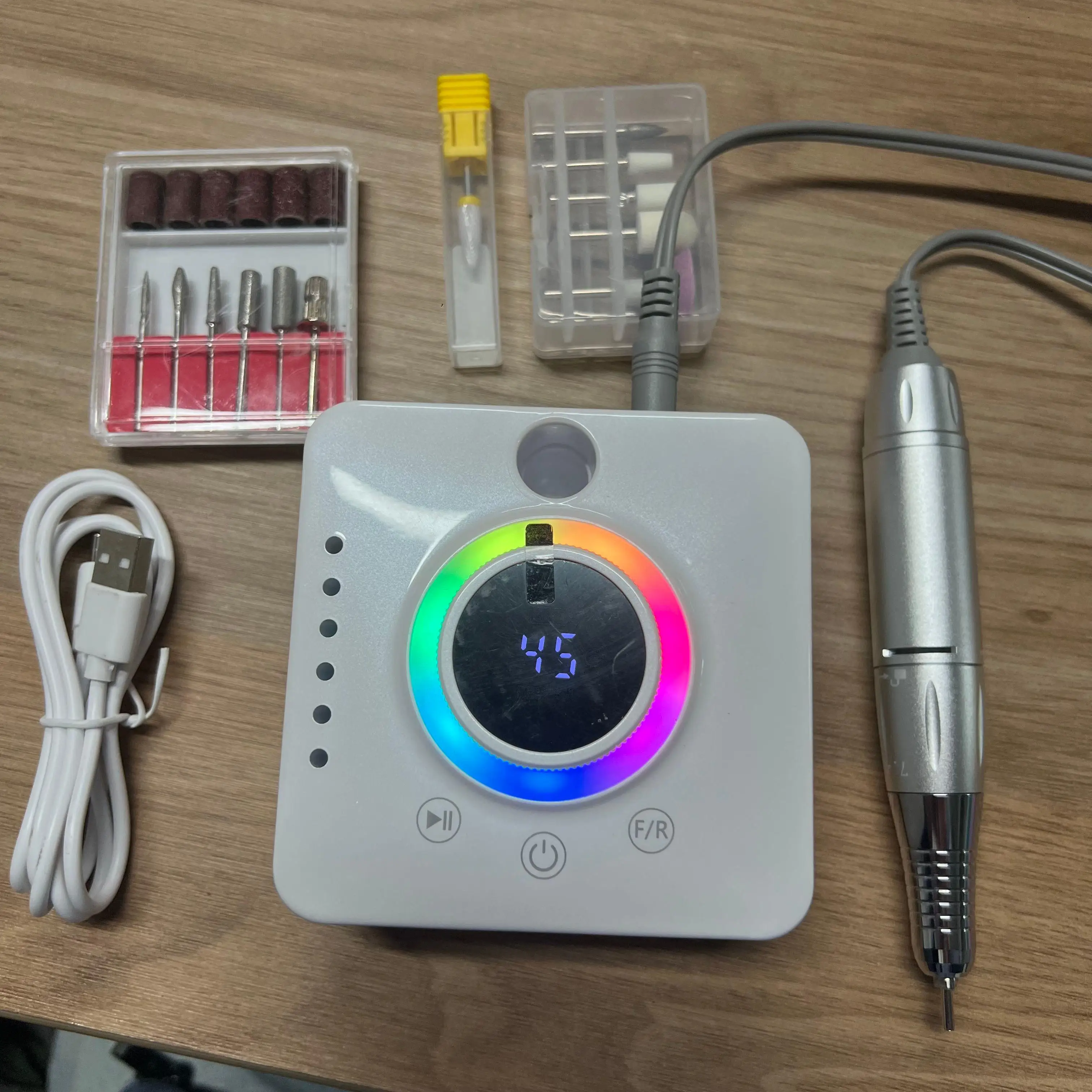 

45000RPM Electric Nail Drill Machine With LCD Display Rechargeable Nail File Nails With Low Noise Nails For Home Manicure Salon