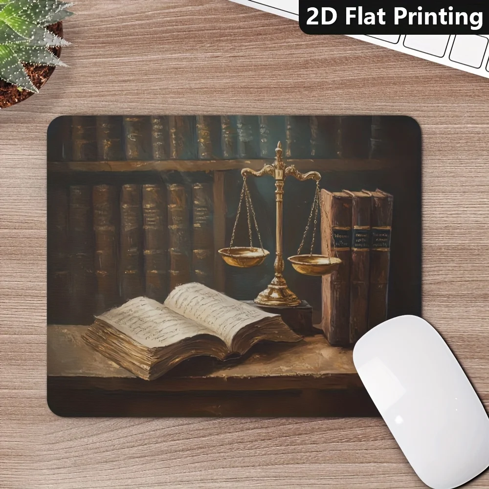 Brand Legal Scale Mouse Pad Iron Art Core Scales Books Design Durable Comfortable Non Slip Desk Mat For Office Home Laptop PC