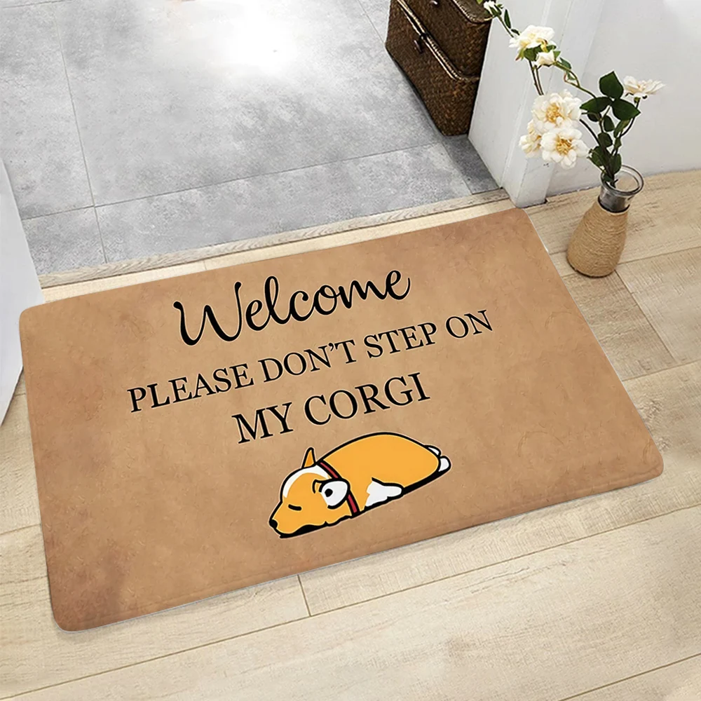 Fashion Welcome Doormats Please Do Not Step on My Corgi Printed Mats Flannel Indoor Door Mat Rugs Home Decor