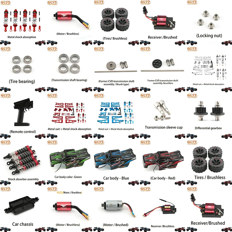 

9522 Remote Control Vehicle Original 100% Compatible Parts, Metal Kit, Front and Rear Rockers, Differential, Motor, VehicleShell