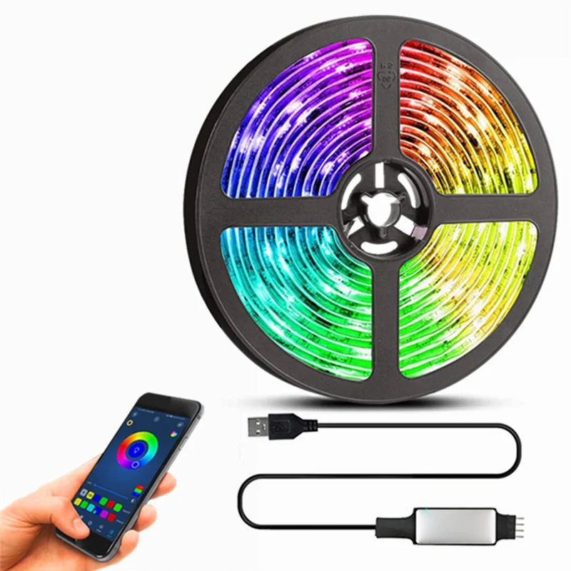 Conjunto de faixa de luz LED LICE 5050RGB Controle Remoto Bluetooth 5V Conjunto de faixa de luz colorida Luz de atmosfera de fundo de TV