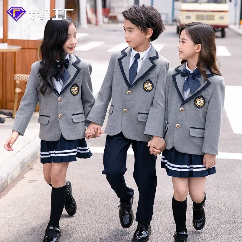 

Primary and secondary students school uniforms autumn children's class uniforms British style small suits, kindergarten uniforms