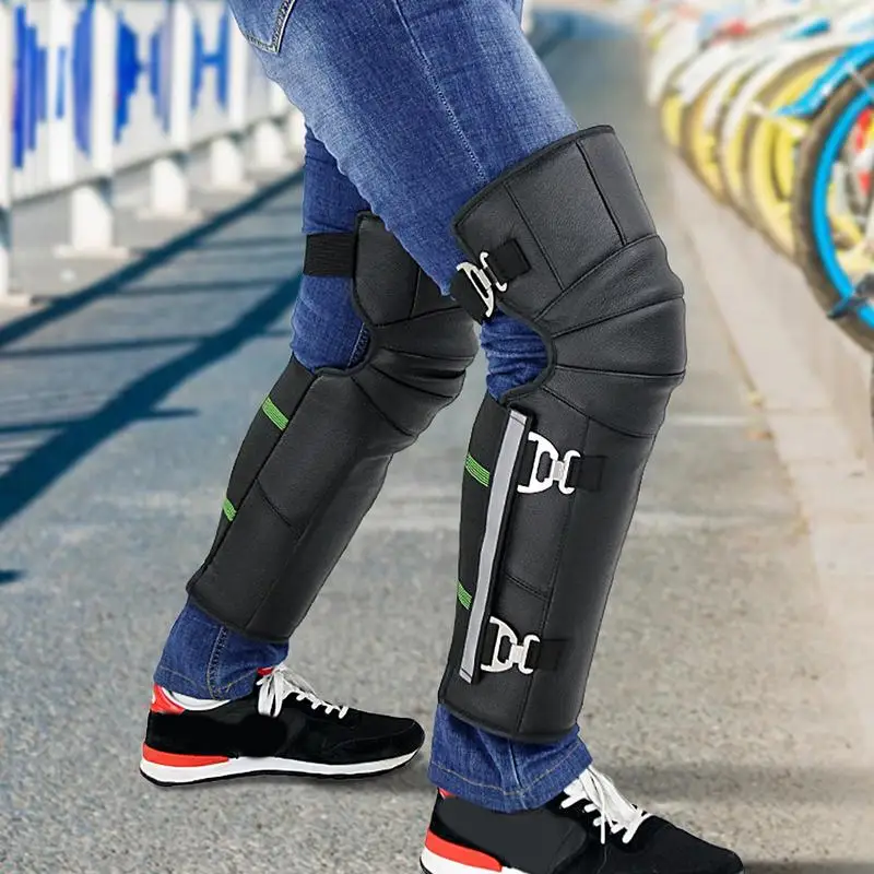 Motocross Knee Guards Adjustable Wool Motorcycle Knee Shin Guards Windproof Leg Gaiter Knee Brace Guards Leggings Covers For