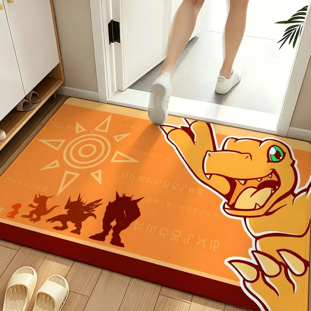 Anime D-Digimon Adventure Floor Mat Soft Flannel Entrance Door Mat Non Slip Absorbent Bathroom Bedroom Floor Rug
