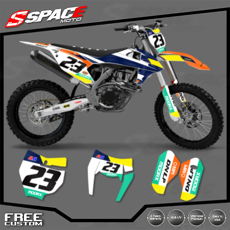 الفضاء مخصص دراجة نارية الرسومات خلفية مائي ل KTM EXC 125 250 300 350 450 2016-2018 SXF 2017-2019 الشارات ملصقات أطقم