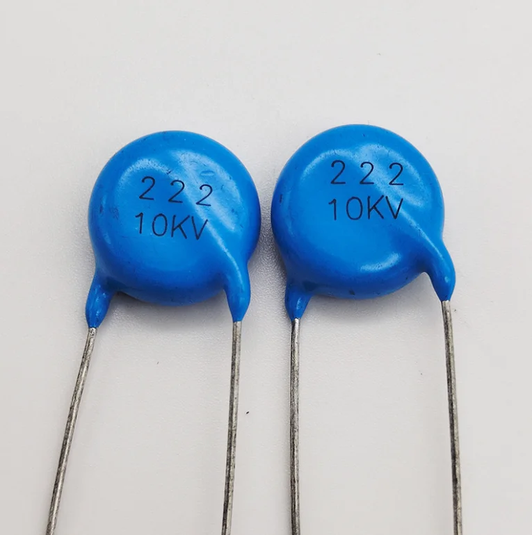 20PCS High frequency blue ceramic chip capacitor 10KV 222K2200pF  high-voltage power supply ceramic dielectric capacitor