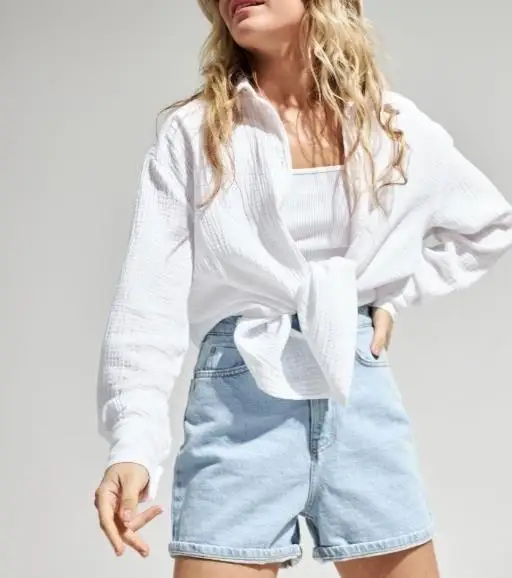 قميص نسائي جديد لخريف وشتاء 2025 بأكمام طويلة من نسيج كريب القطن الخالص قميص فضفاض مريح جديد ملابس نسائية