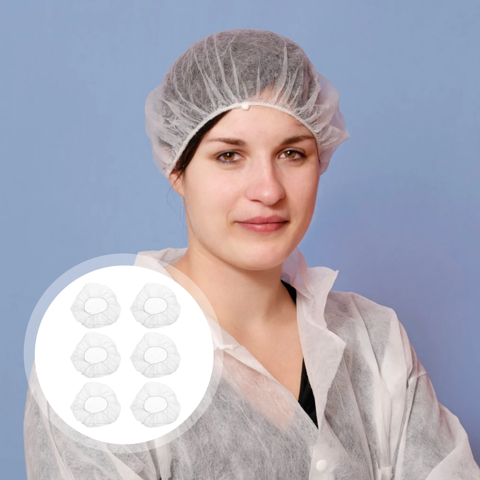 

Breathable Mushroom Cap Non-woven Disposable Elastic Hair Net Hats for Food Service Kitchen Workshop Use Nurse Accessories