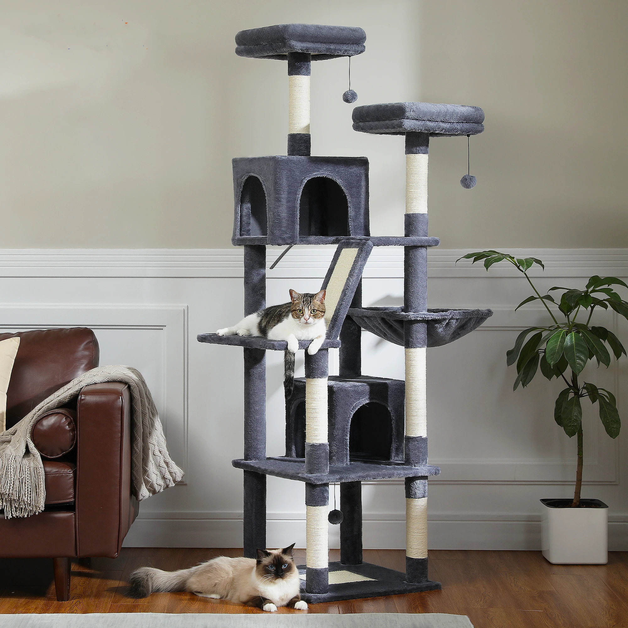 Imagem -05 - Cat Tree Multi-level Condomínio Arranhador para Gatinho Grande Torre de Móveis Raspadores de Gato Pet Toys Acessórios