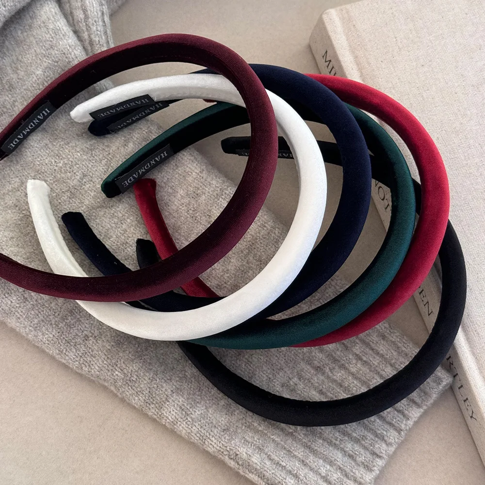 لينة ضئيلة المخملية Headbands أنيقة النمط الفرنسي العصابات الشعر للنساء سلس شيك الصلبة عادي الشعر الأطواق عدم الانزلاق الرجعية أغطية الرأس