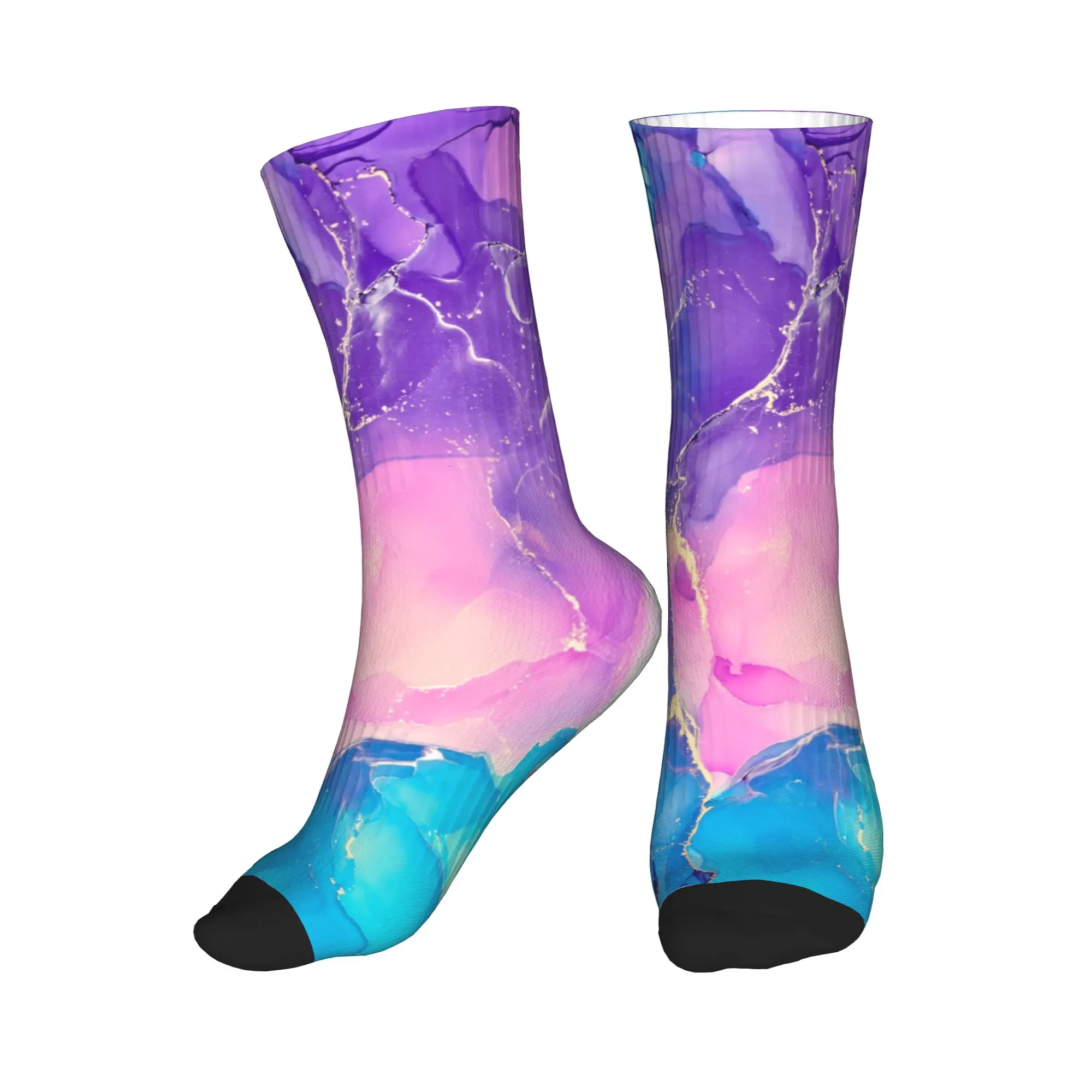 

Vibrant Teal Purple Gold Marble Abstract Dress Socks Men's Women's Warm Fashion Novelty Crew Socks