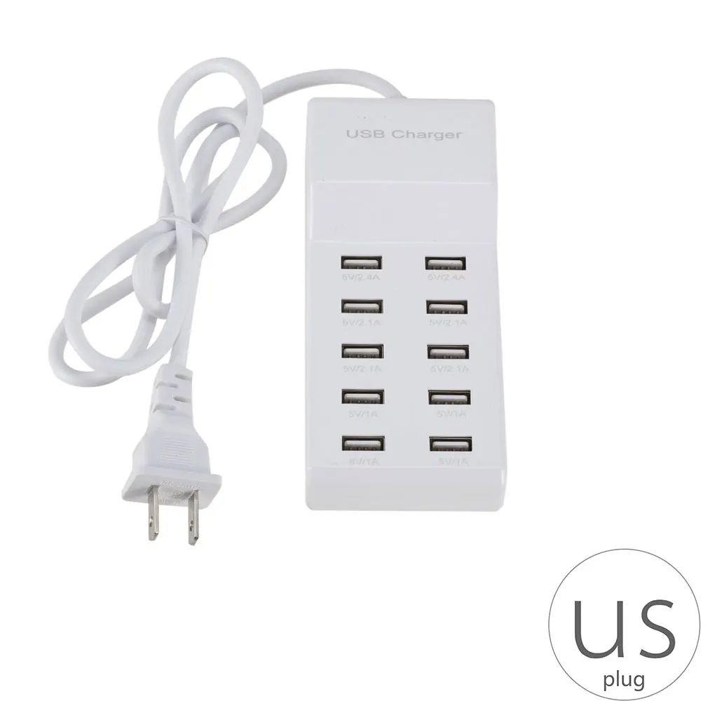 10 Ports USB Charger Phone Charge Device Fast Charging Durable Housing 5V Multi Port Power Supply Adapter US/EU Plug