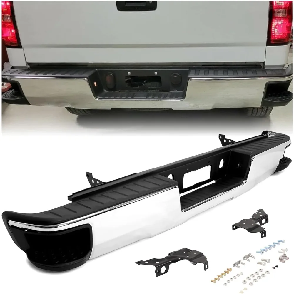 

Chrome Rear Step Bumper for 2014-2019 Chevy Silverado and GMC Sierra 1500, ECOTRIC Compatible