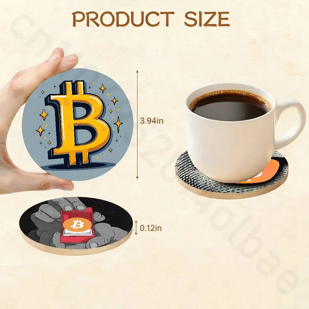 비트코인 암호화폐 Btc 나무 컵 받침대 차 커피 음료 - Bar Mat Rubber 리뷰 및 가격