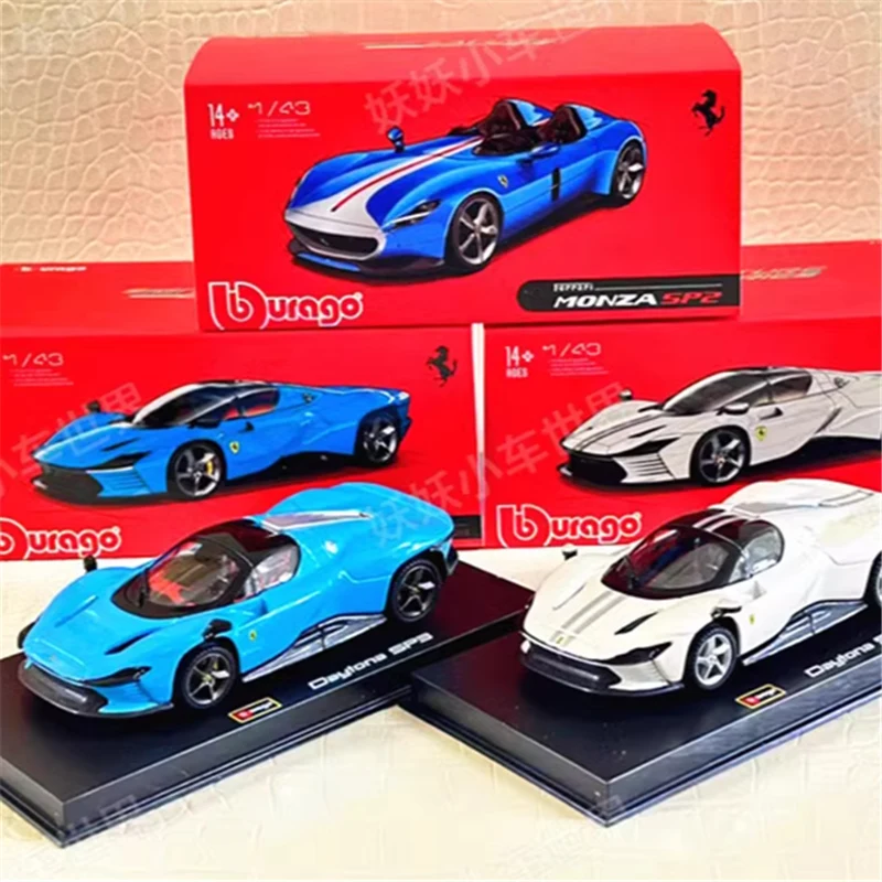 Bburago 1:43 Ferrari Daytona SP3 Monza SP2 Alloy Sports Car Model Metal Miniature Scale Racing Vehicle Car Model Kids Toys Gifts