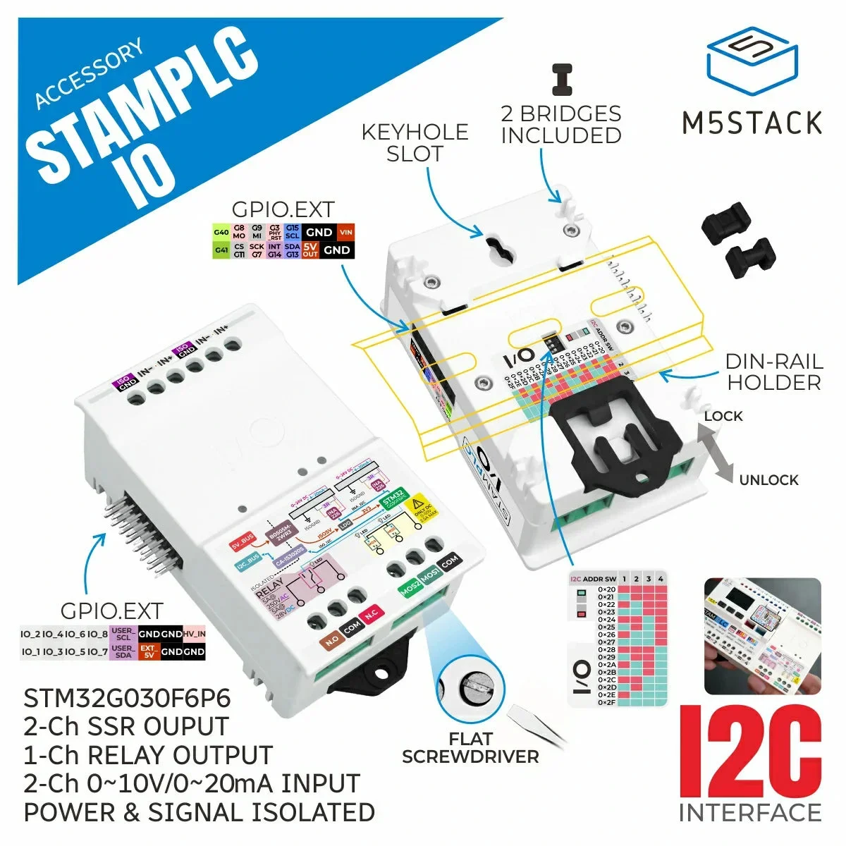 M5Stack IO Module for StamPLC INA226AIDGSR Isolated IO Expansion Module for Industrial Control Development