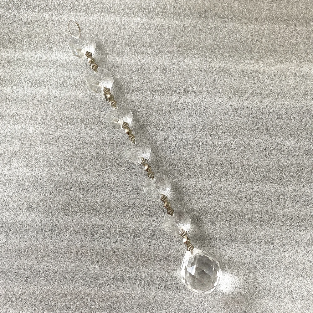 20pcs/pack 14mm Crystal Beads Chains+20mm Glass Hanging Prism Ball For Wedding Home Christmas Tree Decoration