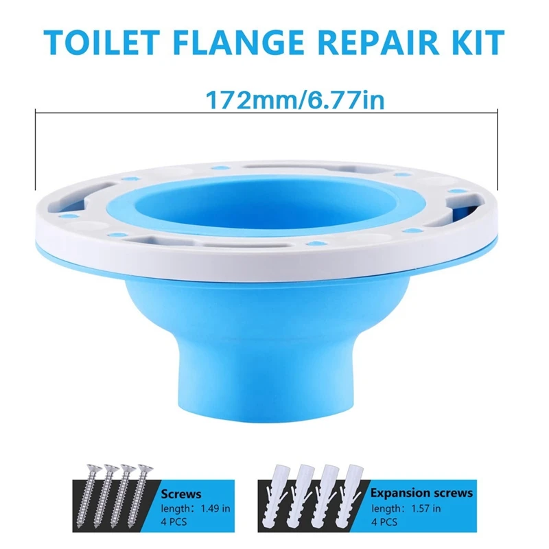 Reparatur satz für Toiletten flansche, universelle Toiletten flansche, Montage von 4-Zoll-und 5-Zoll-Rohren, Reparatur von Toiletten und Installation einfach zu bedienen blau