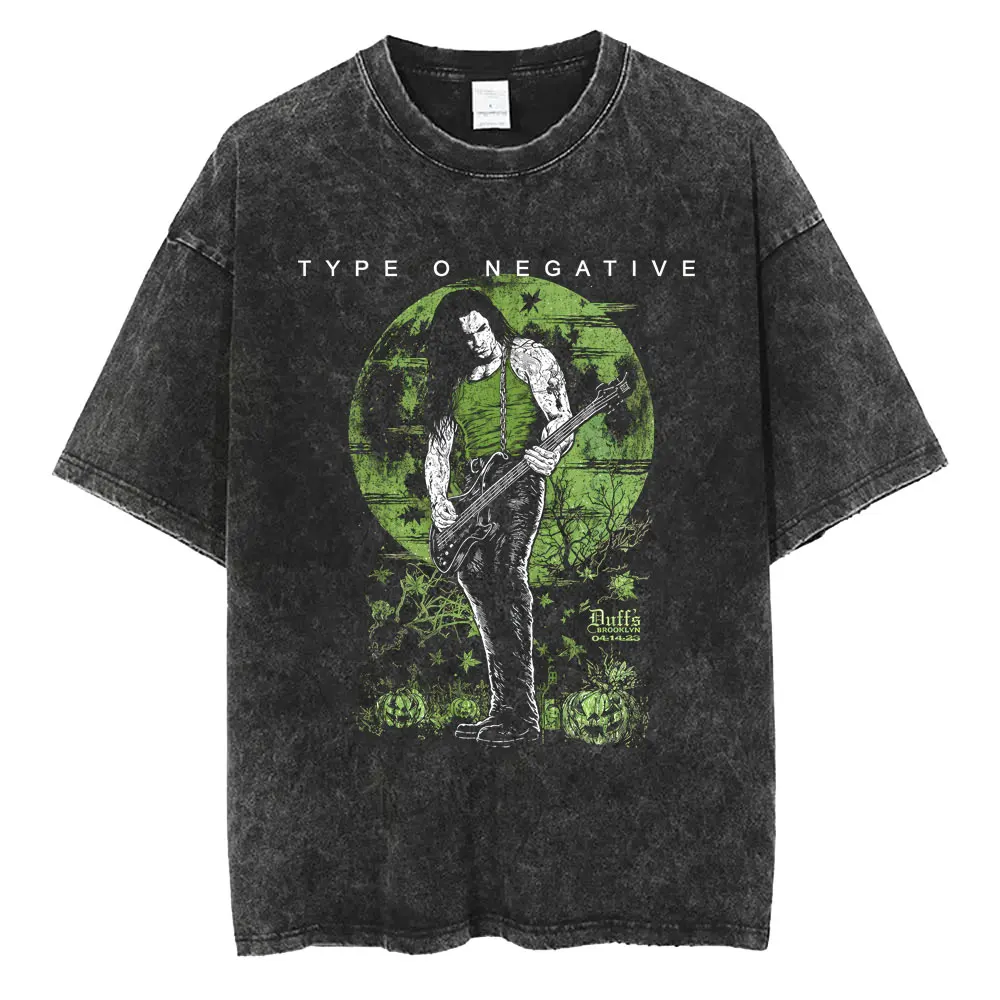 Rock Band Type O Negative Vintage Washed T Shirt Men Women Retro Gothic Oversized T-shirt Men's Fashion High Quality T-shirts