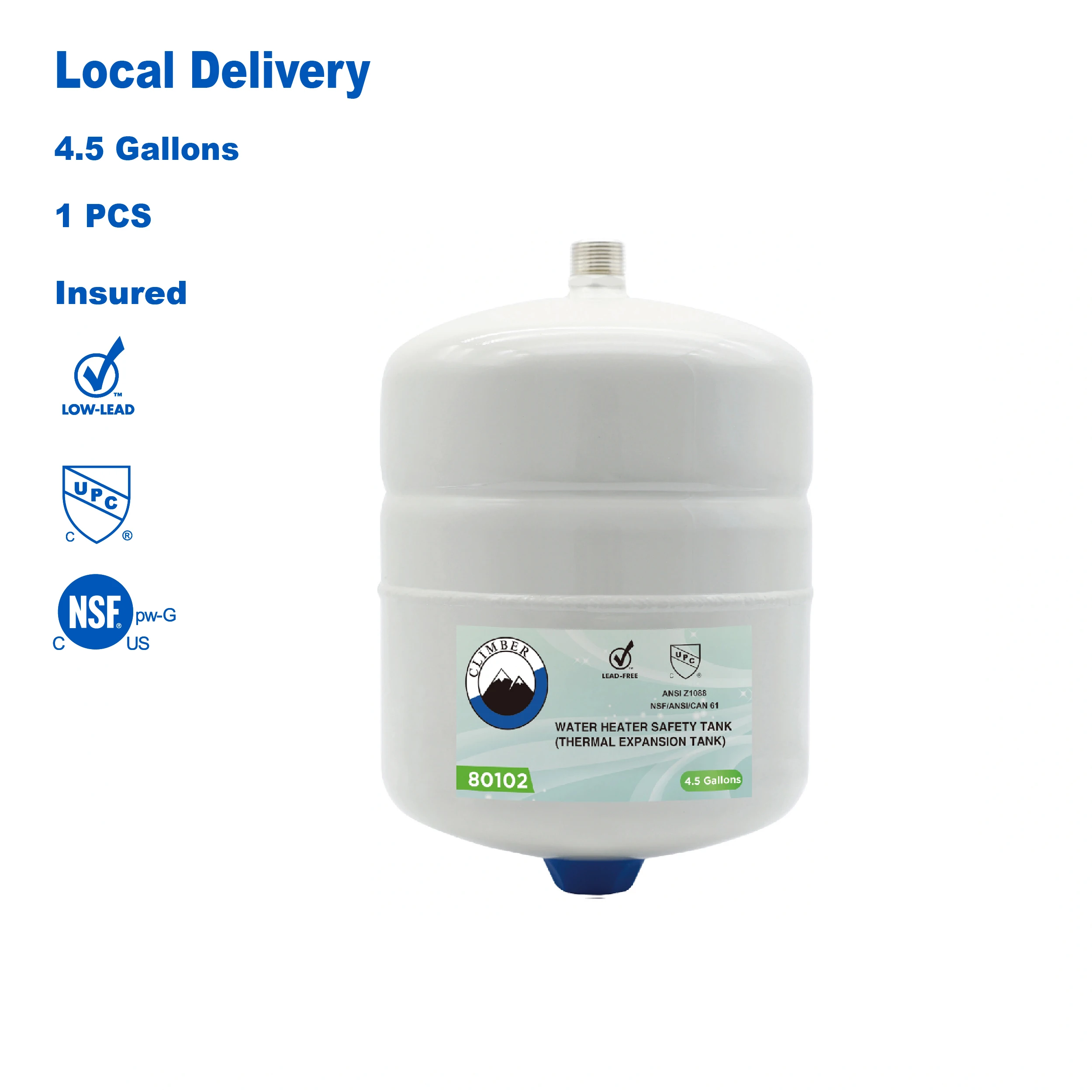 

CLIMBER 4.5 Gallon Water Heater Expansion Tank, White; 1Pcs/Case; 80102