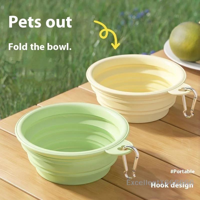 

Macaron Color Pet Outing Portable Foldableing Bowl Dog Drinking Bowl Cat Food Bowl Rice Bowl Travel Bowl With Carabiner Supplies
