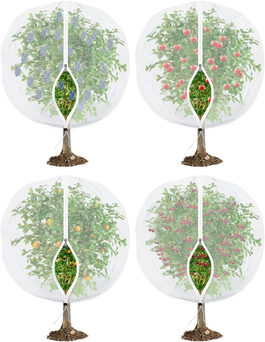 

Сетка для защиты фруктовых деревьев от цикад - с молнией, 4 шт., 5 x 4 фута, садовая сетка от птиц для голубики с завязками, от насекомых, для растений