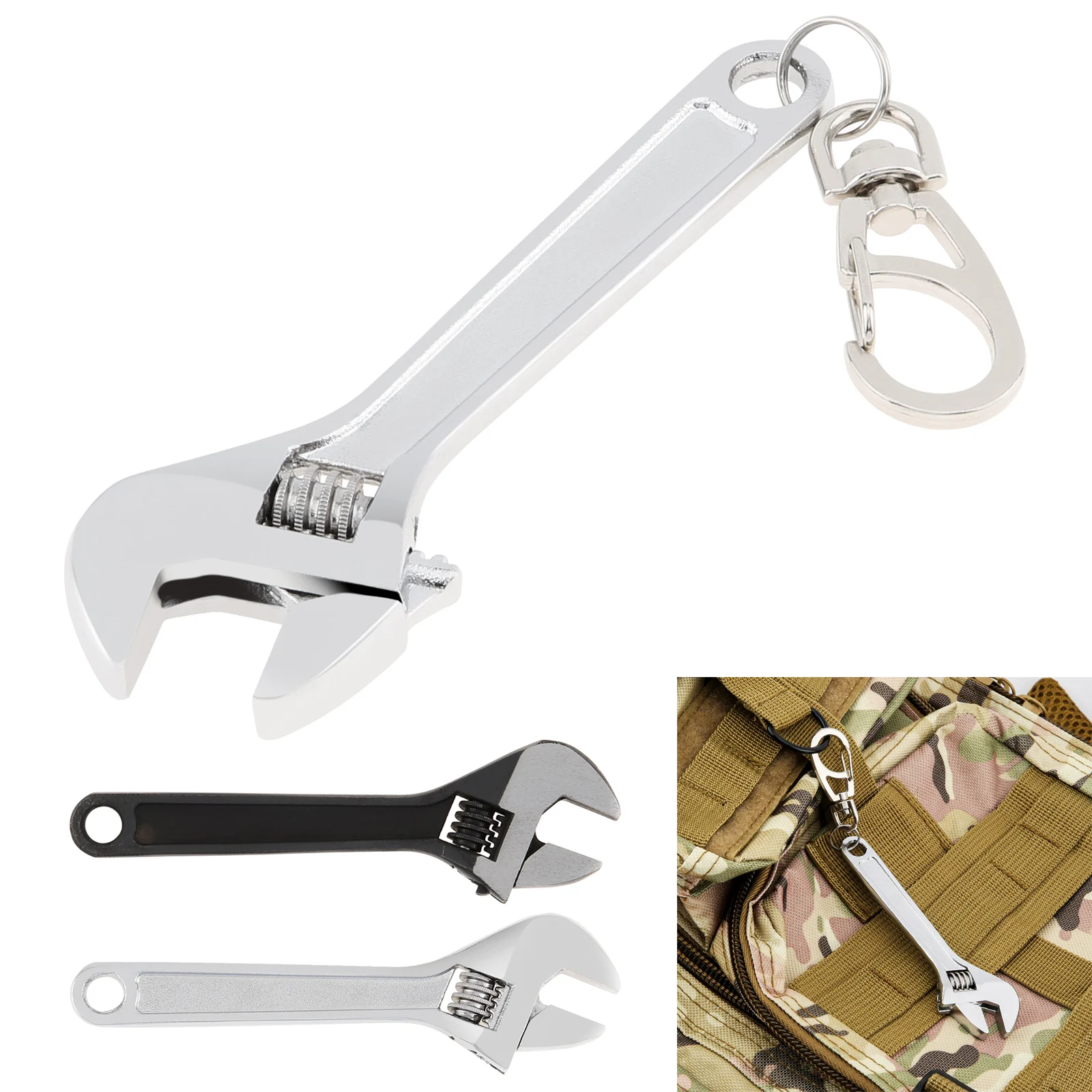 Mini Chave Ajustável com Chaveiro Chave Universal Ferramentas Manuais Portáteis 45 105 mm Aço Inoxidável