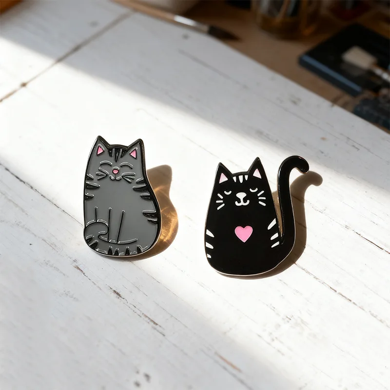 Creative Cute Cat Cartoon Baking Paint Brooch Metal Accessories Interesting Animal Decorations Clothing Backpack Simple