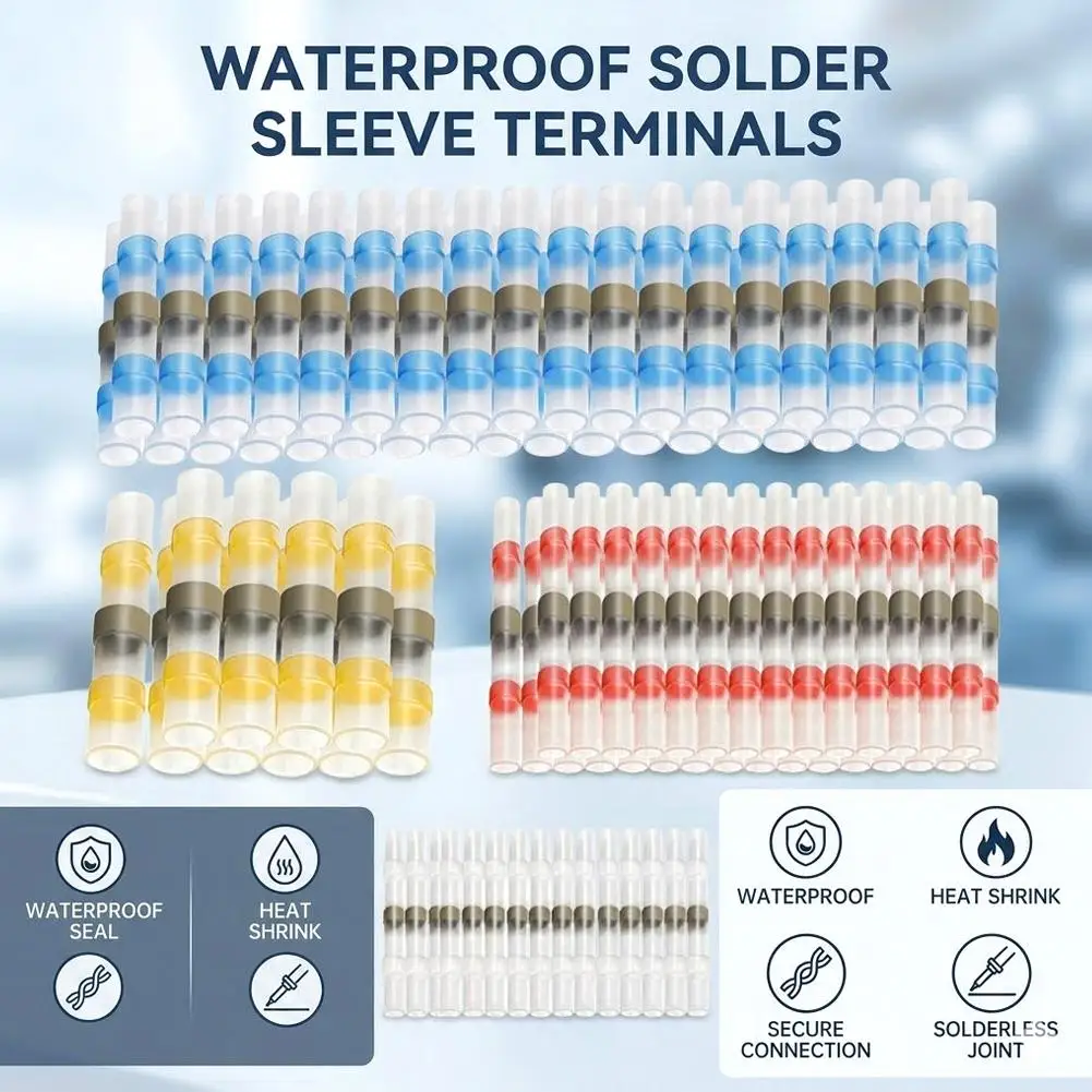 Waterproof Solder Seal Wire Connectors,Heat Shrink Butt Connectors Kit, Insulated Electrical Wire Splice Terminals for Auto