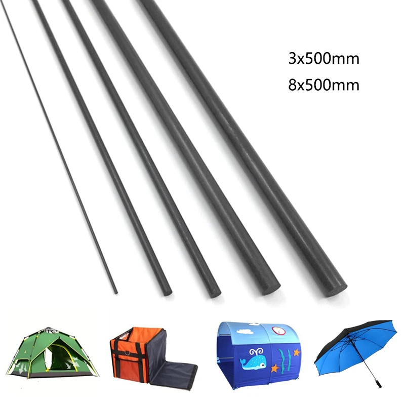 Fibra de Vidro Preto Rod Fibra de Vidro Rod Comprimento 500 mm mm mm pc Peças
