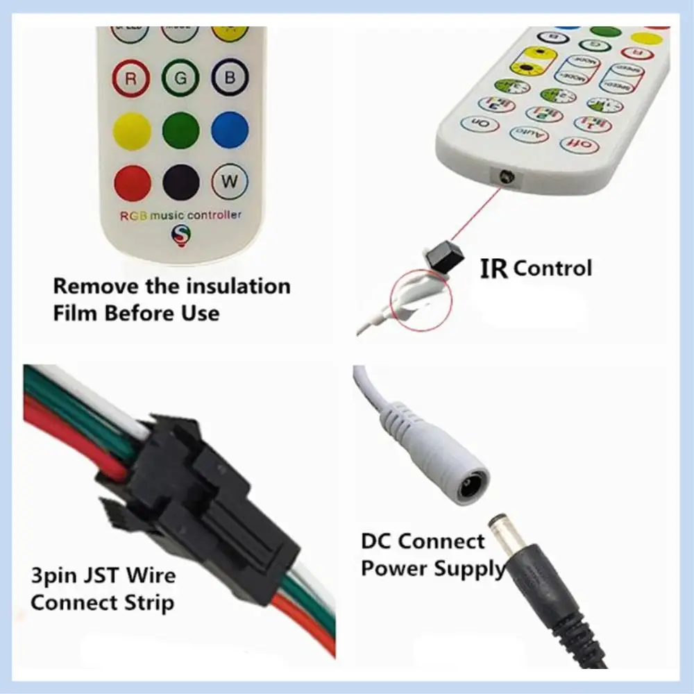 

MLGB-WS2812B Bluetooth-контроллер для адресуемой светодиодной ленты 5050 RGB светодиодная лента 24 клавиши дистанционный музыкальный умный контроллер