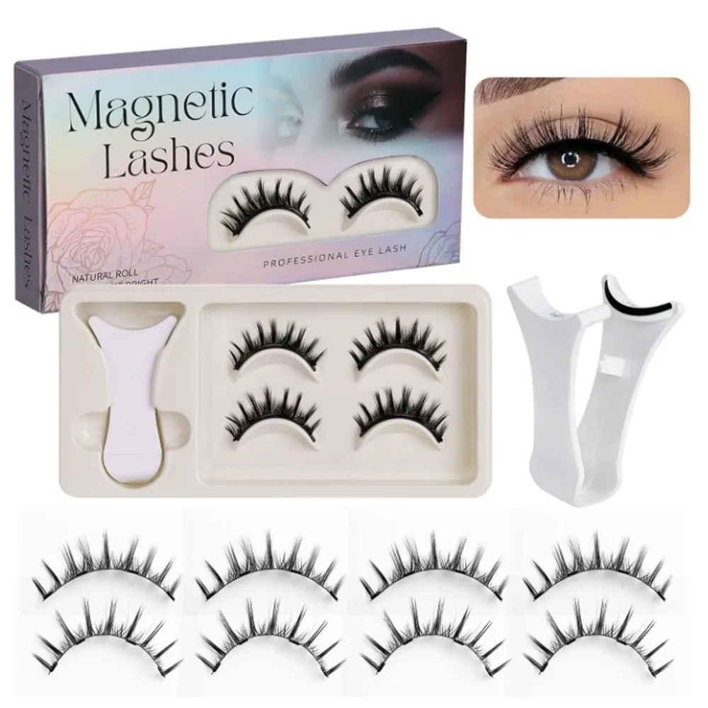 لا حاجة للغراء رموش مغناطيسية مع قضيب مظهر طبيعي رموش مغناطيسية قابلة لإعادة الاستخدام رقيق الرموش الصناعية أدوات ماكياج العين #1