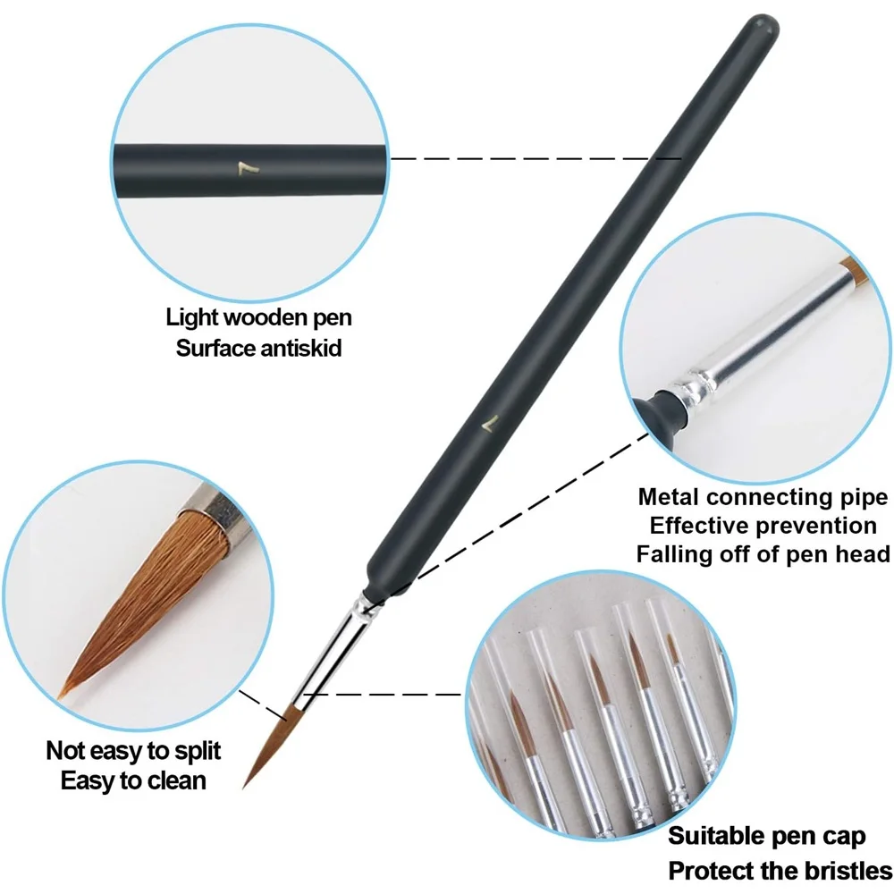 Miniature Paint Brushes 11pcs Detail Paint Brushes Flat Angle Fine Detail Brush Set for Acrylic, Watercolor, Miniature Models