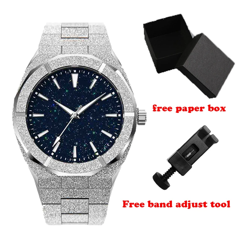 Paul Style Rich Model All stainless steel Star Dust Dial Frosted Watch with Original Logo