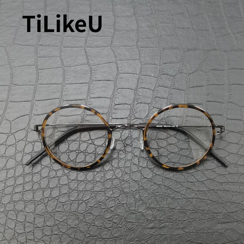 

2025 Screwless Round Glasses Frame Denmark Men Women Vintage Optical Korean Eyewear Urltra-Light Titanium Alloy Eyeglasses Frame