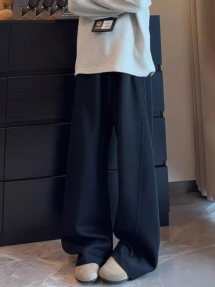 

Bla American Sle Casual Pants Men's Autumn Winter Draped Lazy Sle Knife Pants Straight Wide Leg Casual Cotton Trousers