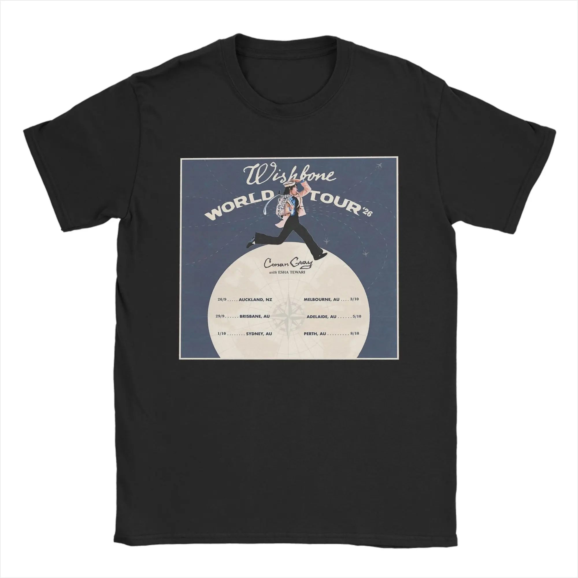 Creative Conan Gray Wishbone World Tour 2026 T-Shirt for Men 100% Cotton T Shirts  Short Sleeve Tee Shirt Printed Clothes