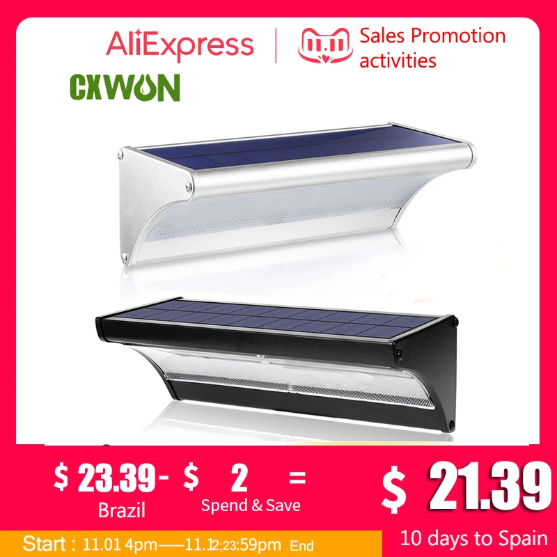 Luz Solar de pared para exteriores, 60/48Led, luces de inundación solares, Sensor de movimiento, lámpara de pared impermeable, carcasa de Metal, 1100LM para iluminación de jardín