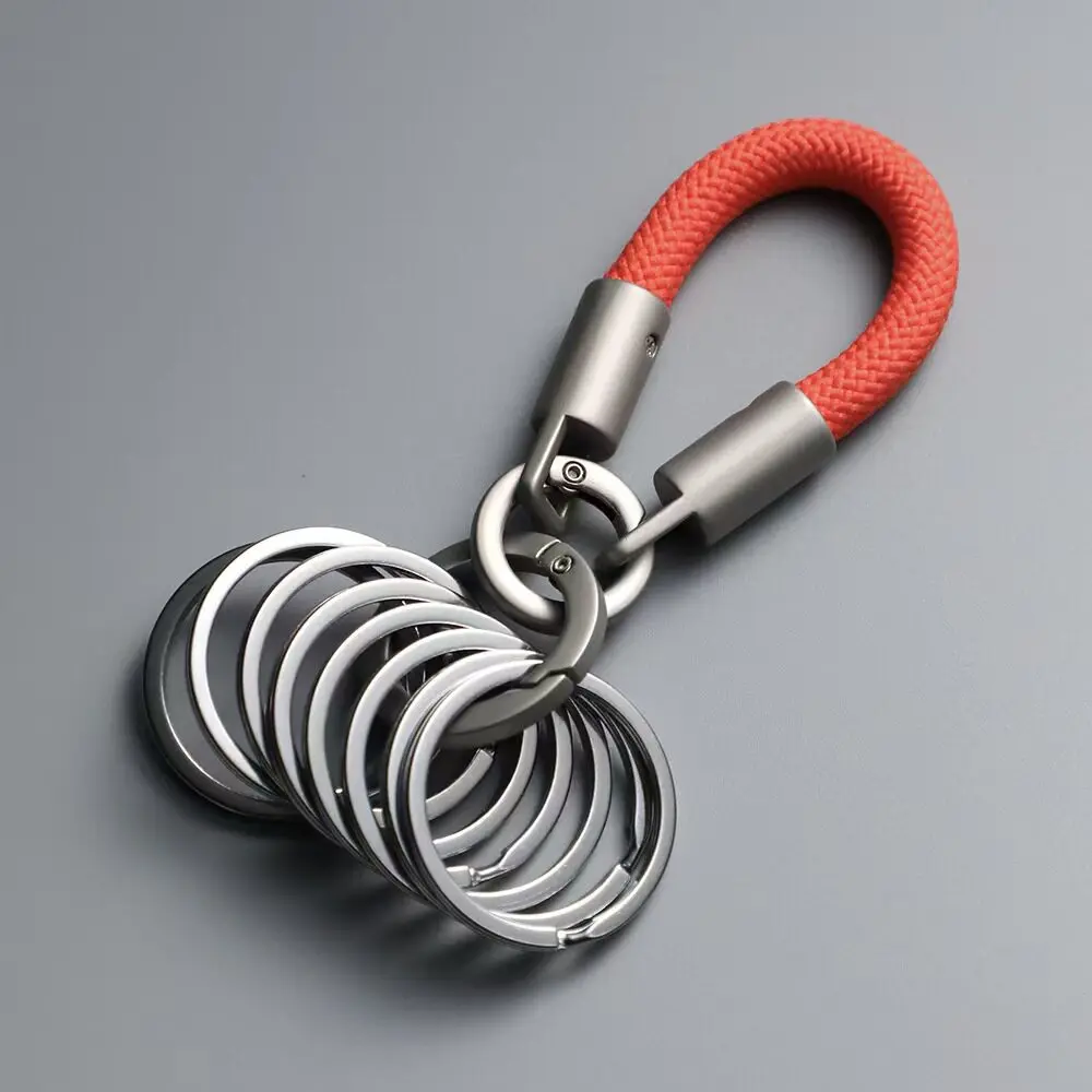 Minimalistischer Schlüsselanhänger aus Titanlegierung mit Naturfinish, Mehrfachring-Organizer, Multifunktionales Insta-Style Schlüsselband – Detail 7